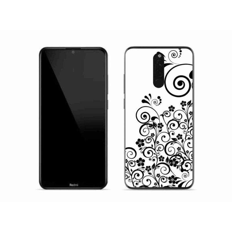 Gél borítás mmCase a Xiaomi Redmi 8-hoz - fekete és fehér virágmintás