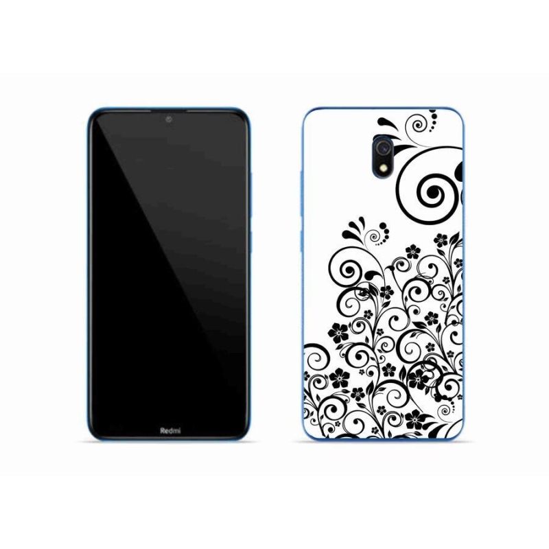 Gél borítás mmCase a Xiaomi Redmi 8A számára - fekete és fehér virágmintás