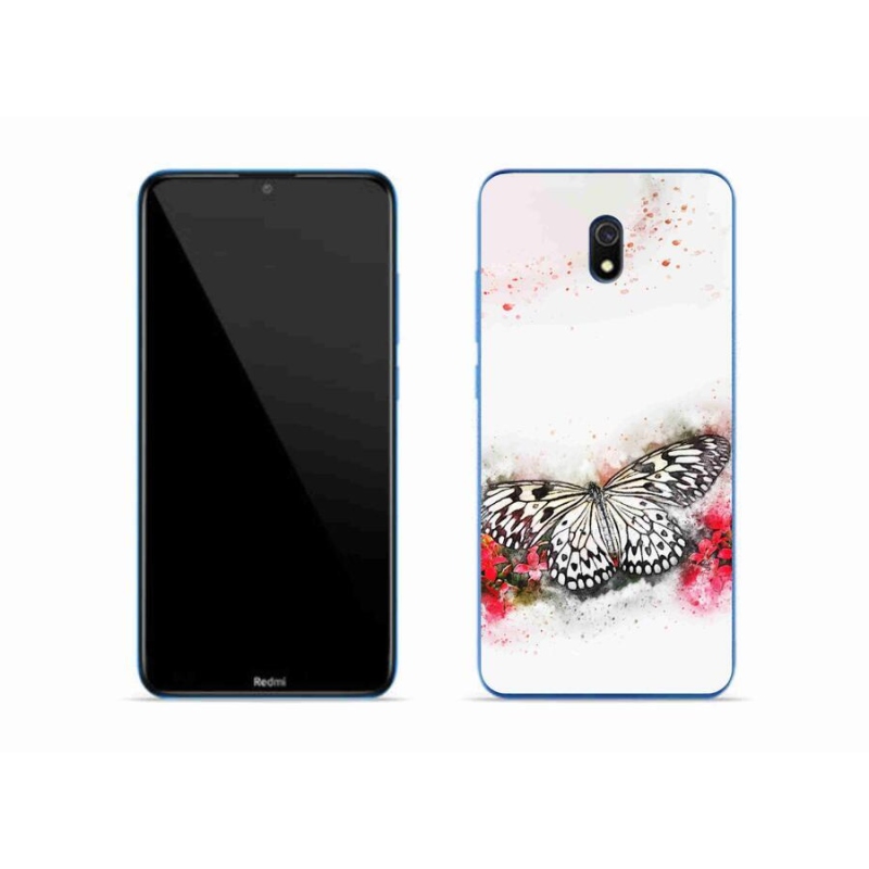 Gél borítás mmCase a Xiaomi Redmi 8A számára - fekete és fehér pillangó