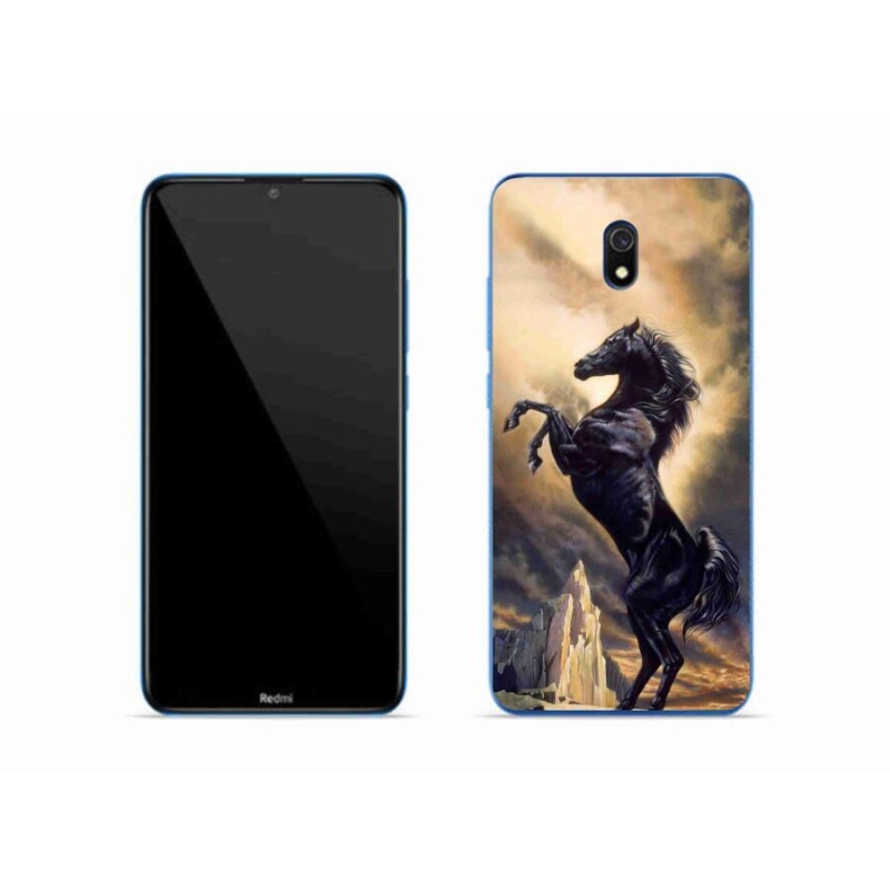 Gél borítás mmCase a Xiaomi Redmi 8A számára - fekete rajzfilm ló