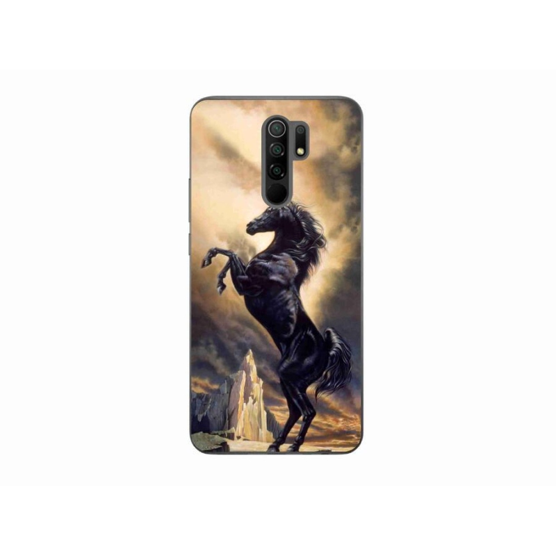 Gél borítás mmCase a Xiaomi Redmi 9-hez - fekete rajzfilm ló