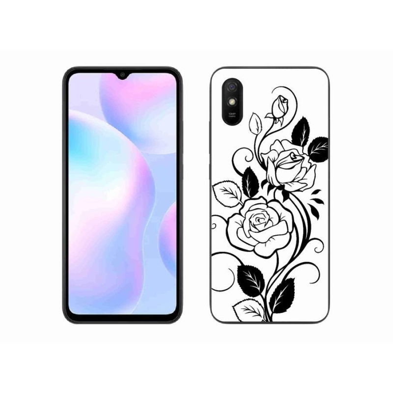 Gél borítás mmCase a Xiaomi Redmi 9A számára - fekete és fehér rózsa