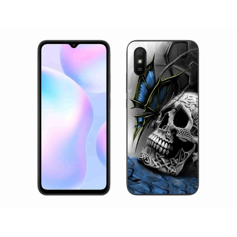 Gél borítás mmCase a Xiaomi Redmi 9A számára - pillangó és koponya