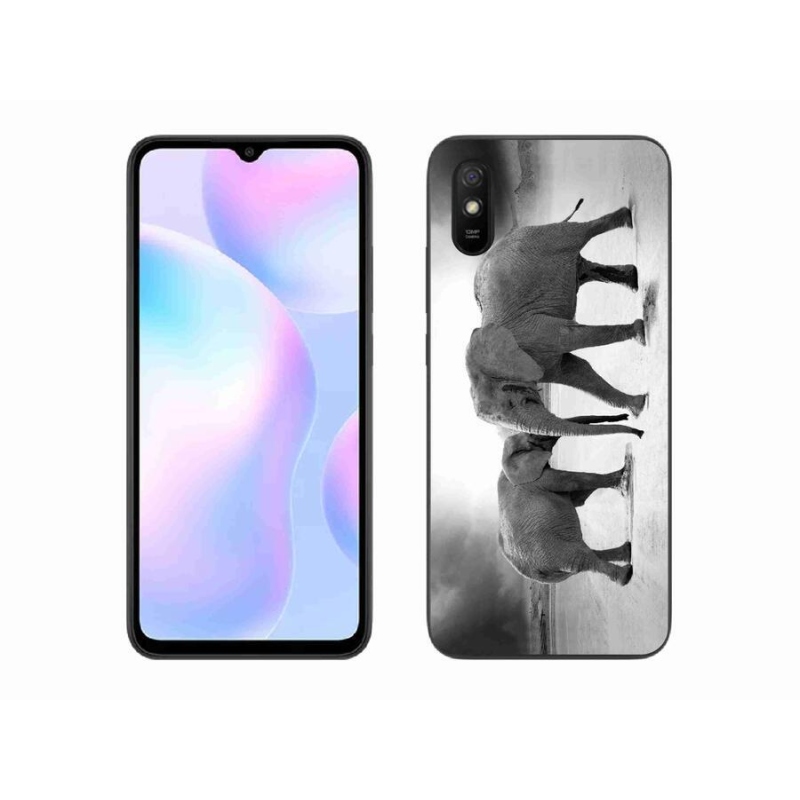Gél borítás mmCase a Xiaomi Redmi 9AT-hoz - fekete és fehér elefántok