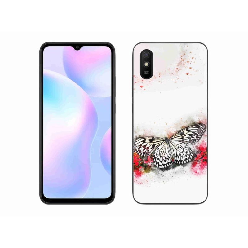 Gél borítás mmCase a Xiaomi Redmi 9AT-hoz - fekete és fehér pillangó