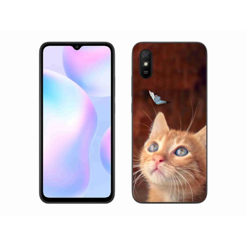Gél borító mmCase a Xiaomi Redmi 9AT-hoz - pillangó és cica