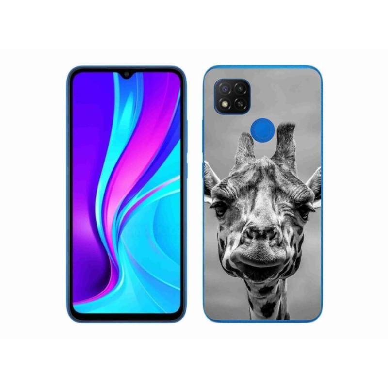 Gél borítás mmCase a Xiaomi Redmi 9C-hez - fekete-fehér zsiráf