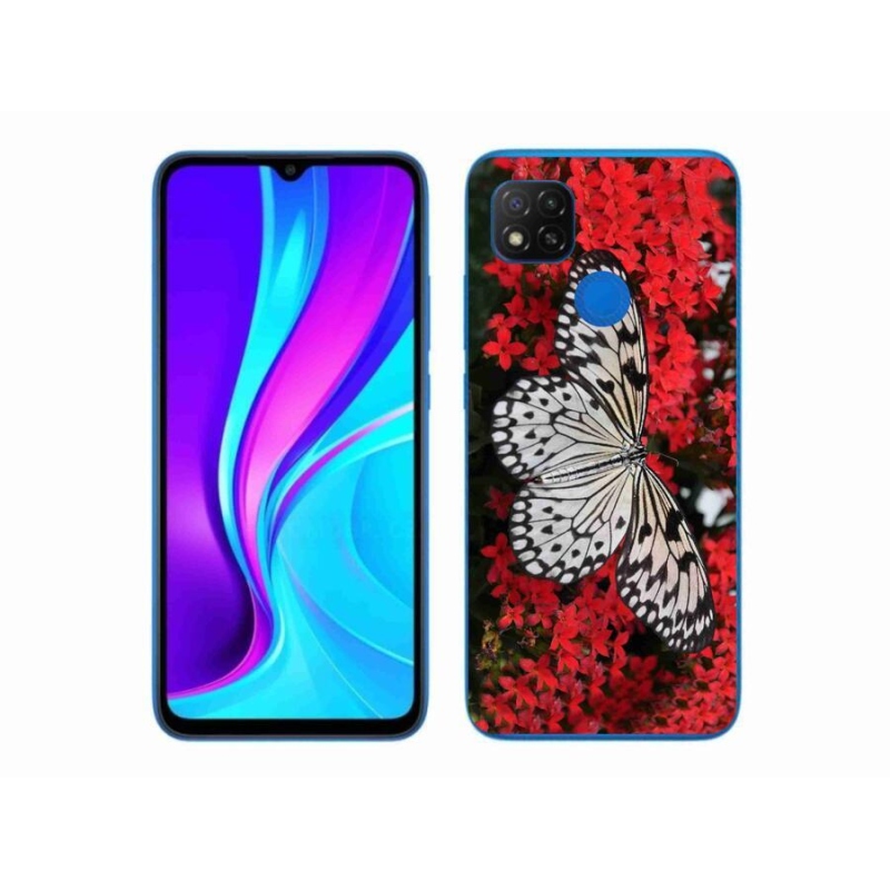 Gél borítás mmCase a Xiaomi Redmi 9C-hez - fekete és fehér pillangó 1