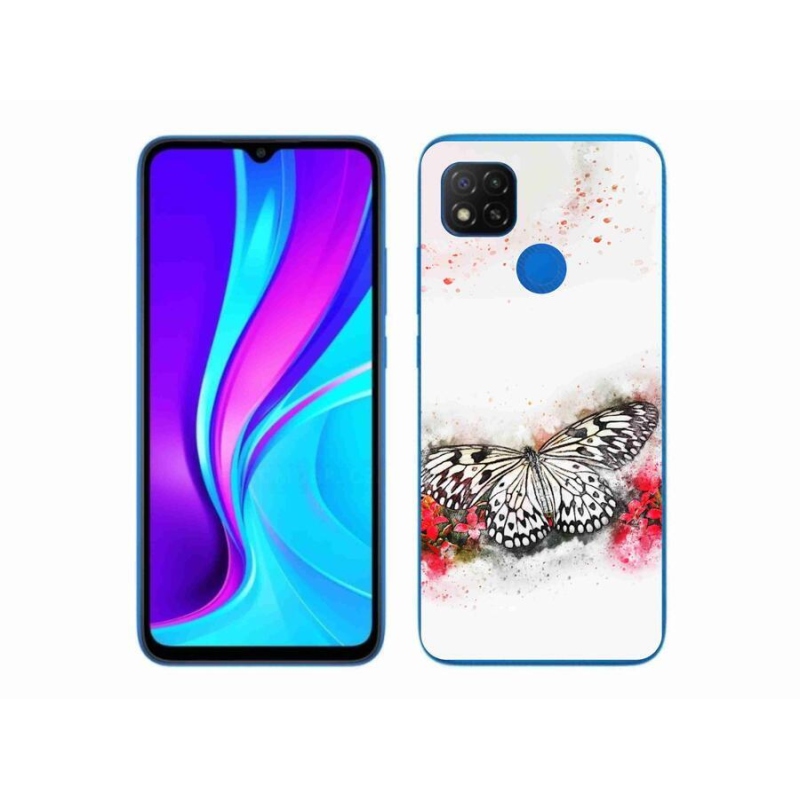 Gél borítás mmCase a Xiaomi Redmi 9C-hez - fekete és fehér pillangó