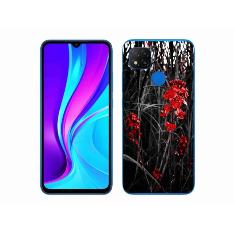 Gél borító mmCase a Xiaomi Redmi 9C-hez - piros növény