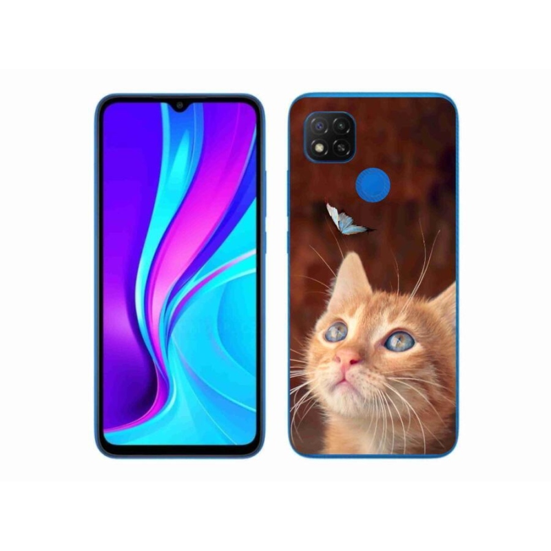 Gél borító mmCase a Xiaomi Redmi 9C-hez - pillangó és cica