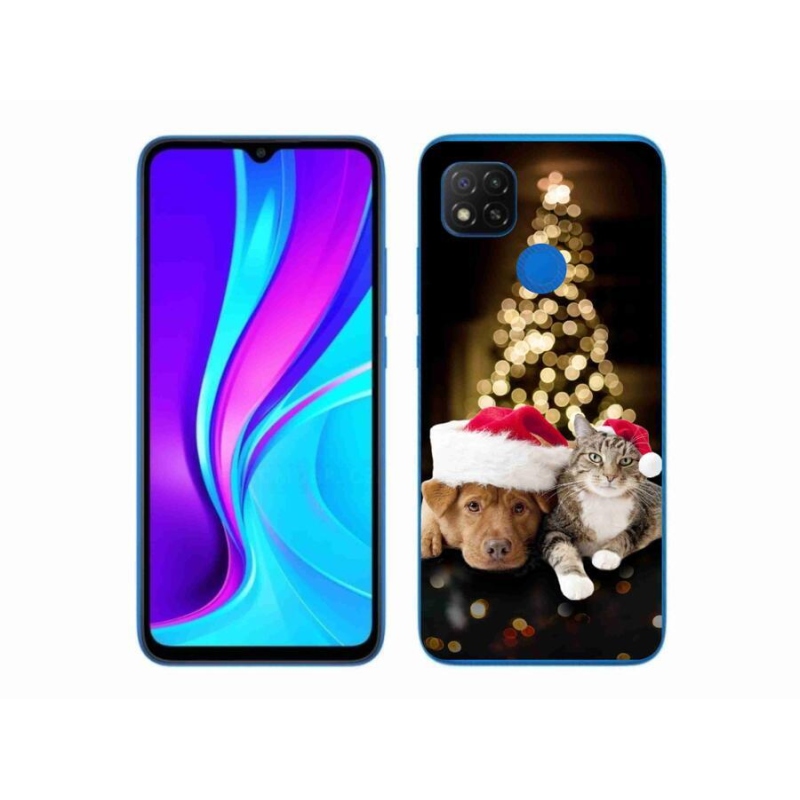 Gél borító mmCase a Xiaomi Redmi 9C-hez - Karácsonyi kutya és macska