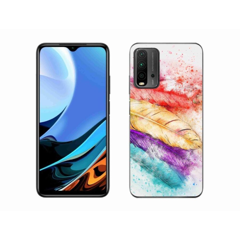 Gél borítás mmCase a Xiaomi Redmi 9T-hez - színes tollakkal