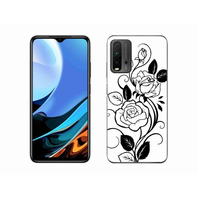 Gél borítás mmCase a Xiaomi Redmi 9T-hez - fekete és fehér rózsa