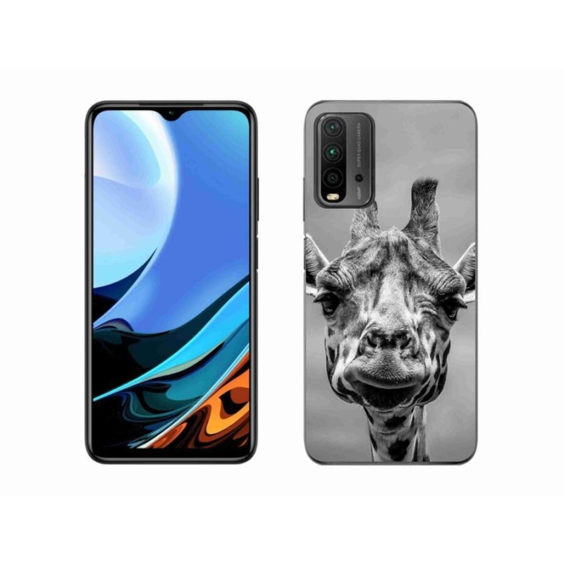 Gél borítás mmCase a Xiaomi Redmi 9T-hez - fekete és fehér zsiráf