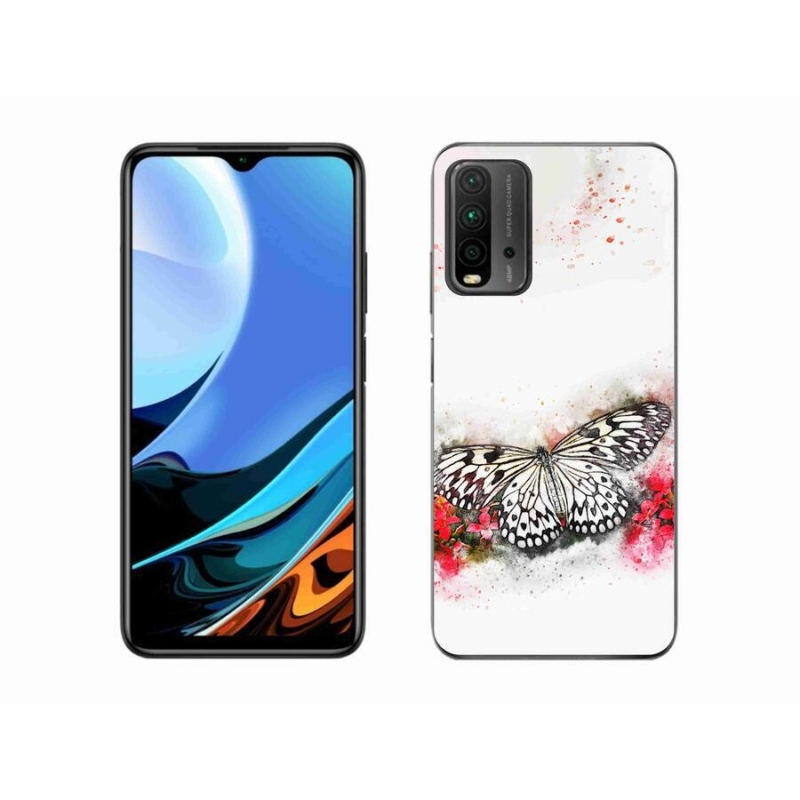 Gél borítás mmCase a Xiaomi Redmi 9T-hez - fekete és fehér pillangó