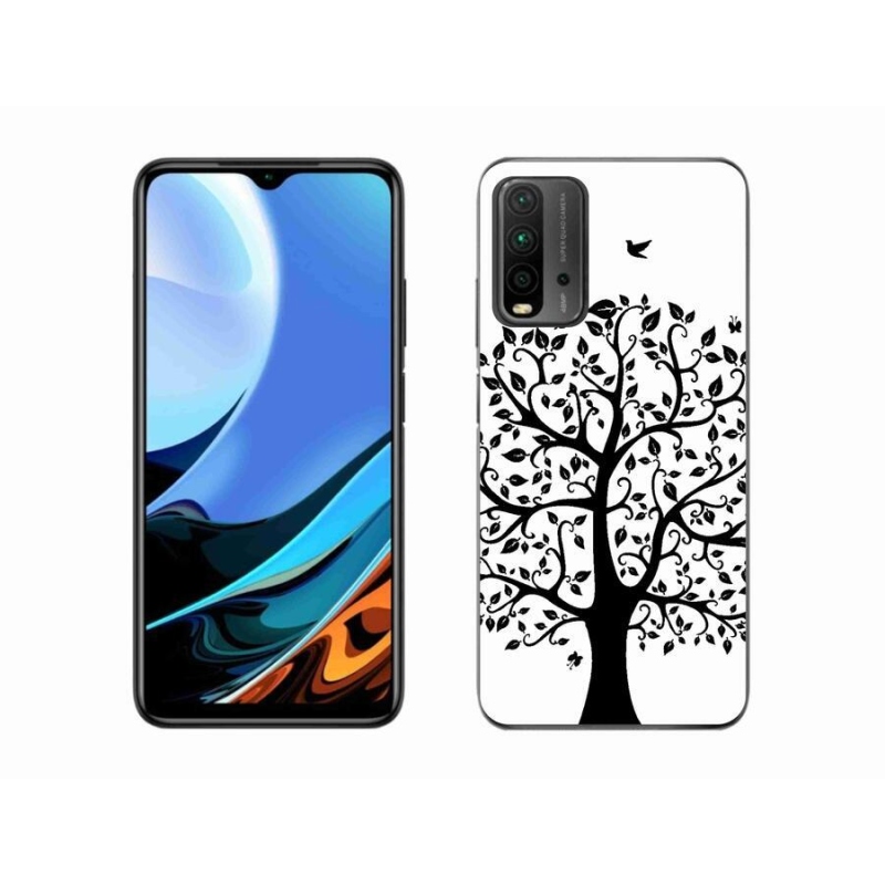 Gél borítás mmCase a Xiaomi Redmi 9T-hez - fekete és fehér fa