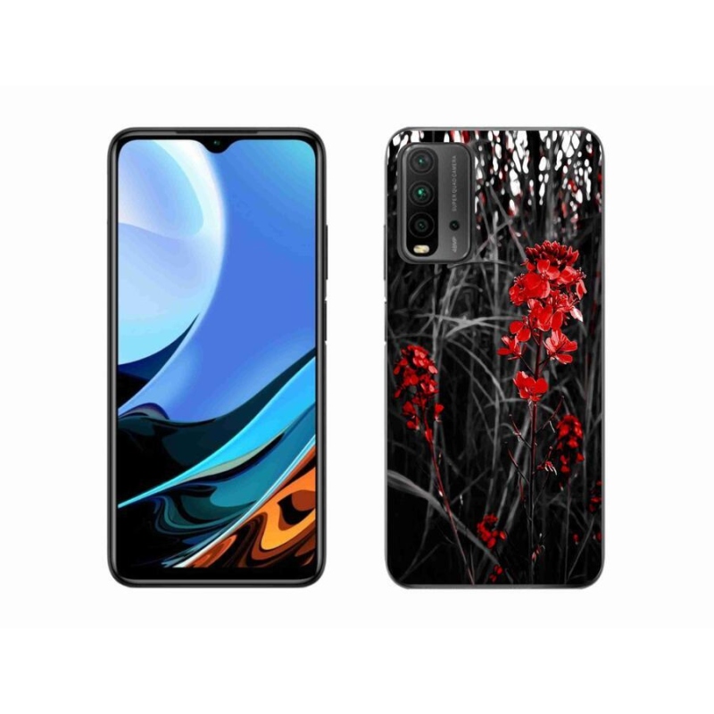 Gél borítás mmCase a Xiaomi Redmi 9T számára - piros növény