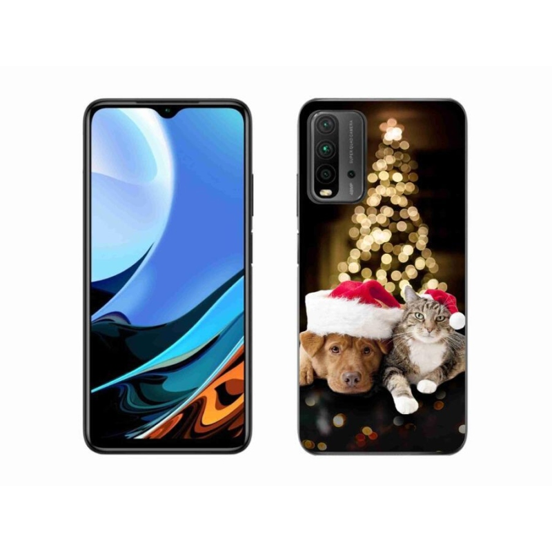 Gél borító mmCase a Xiaomi Redmi 9T-hez - Karácsonyi kutya és macska