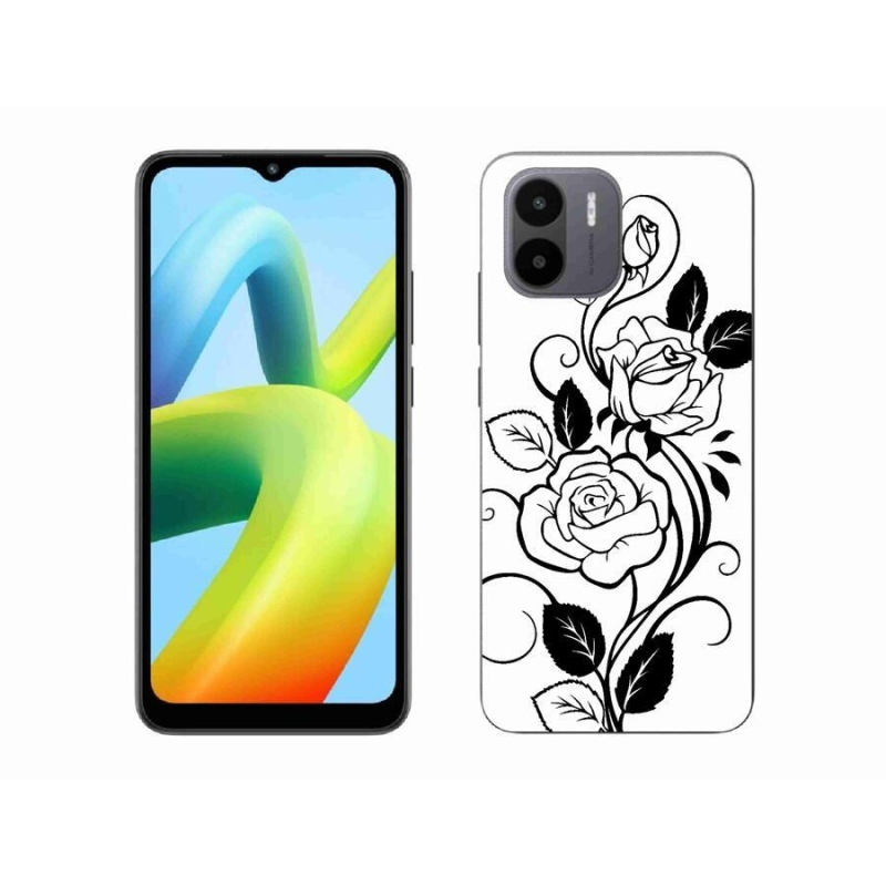 Gél borítás mmCase a Xiaomi Redmi A1/Redmi A2 készülékhez - fekete és fehér rózsa