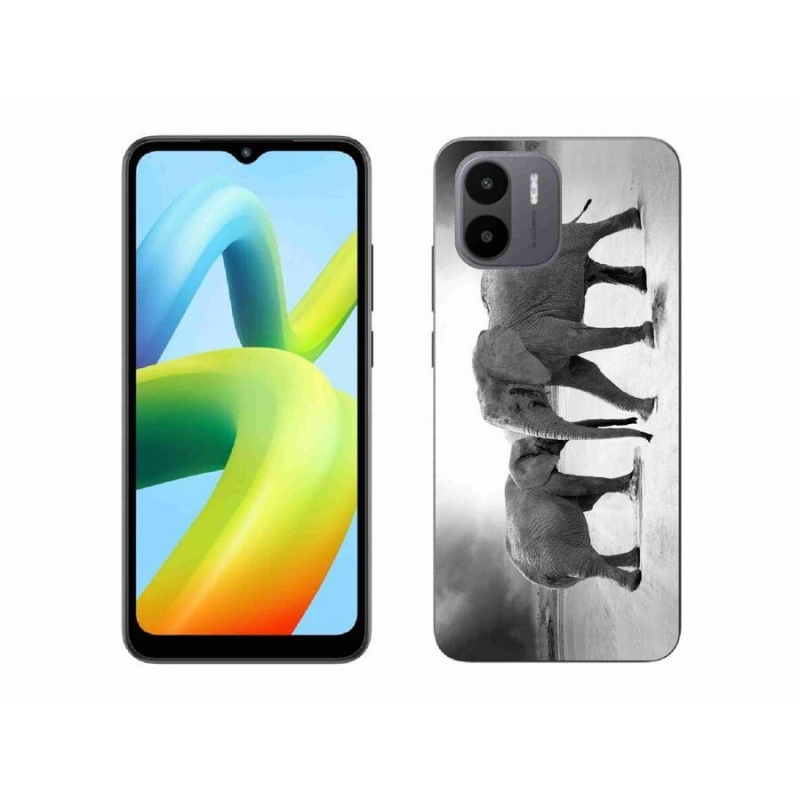Gél borítás mmCase a Xiaomi Redmi A1/Redmi A2 készülékhez - fekete és fehér elefántok
