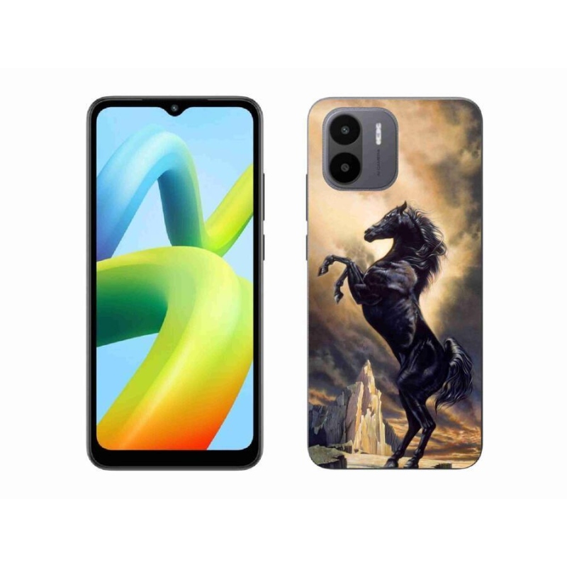 Gél borítás mmCase a Xiaomi Redmi A1/Redmi A2 - fekete rajzfilm lóhoz