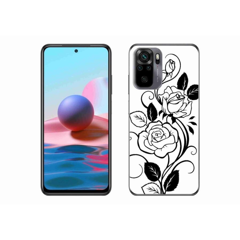 Gél borítás mmCase a Xiaomi Redmi Note 10 4G-hez - fekete és fehér rózsa