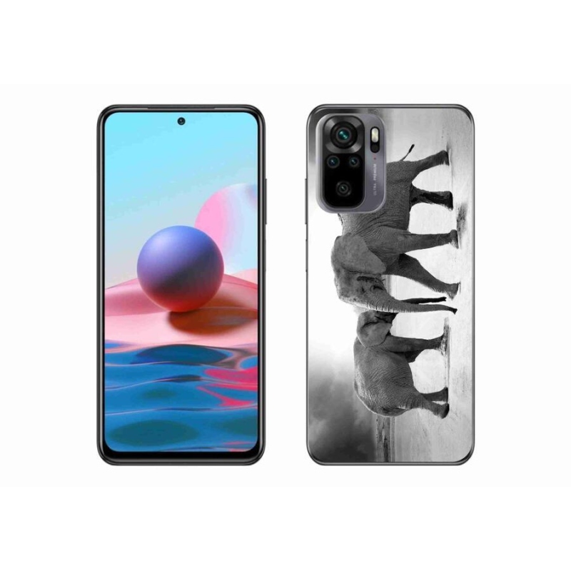 Gél borítás mmCase a Xiaomi Redmi Note 10 4G-hez - fekete és fehér elefántok