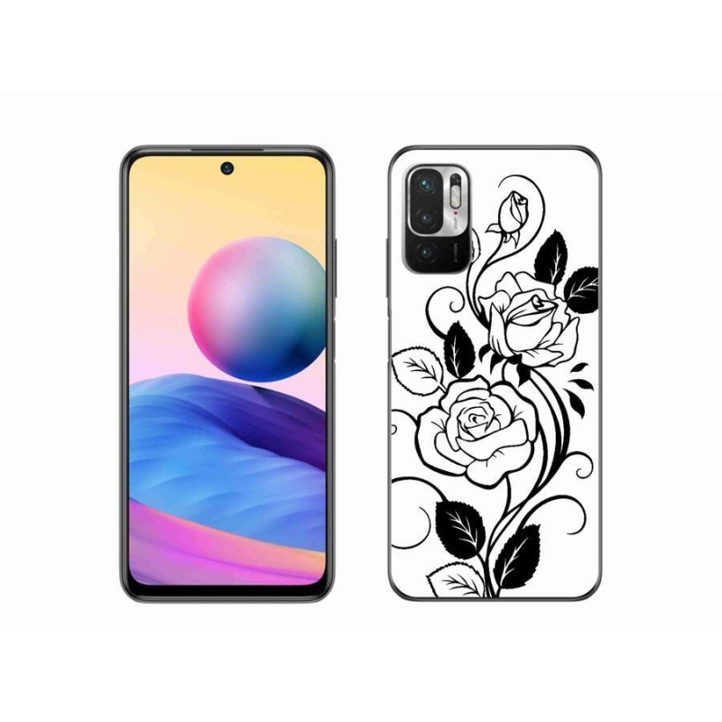 Zselés borítás mmCase a Xiaomi Redmi Note 10 5G-hez - fekete és fehér rózsa
