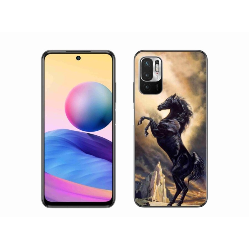 Gél borítás mmCase a Xiaomi Redmi Note 10 5G-hez - fekete rajzfilm ló