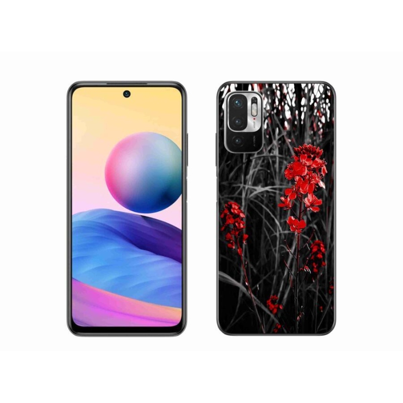 Gél borítás mmCase a Xiaomi Redmi Note 10 5G számára - piros növény
