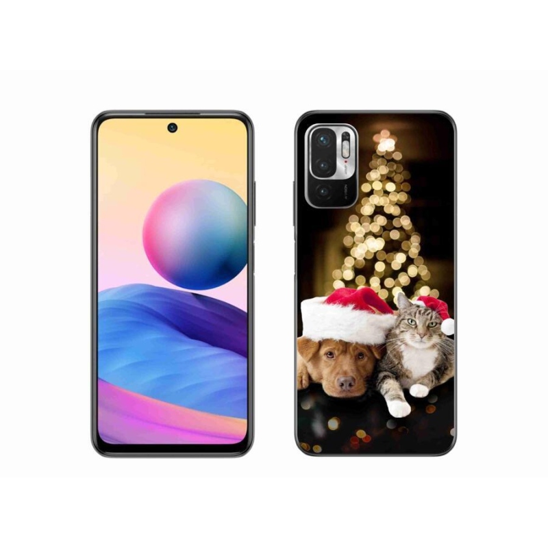 Gél borító mmCase a Xiaomi Redmi Note 10 5G-hez - Karácsonyi kutya és macska