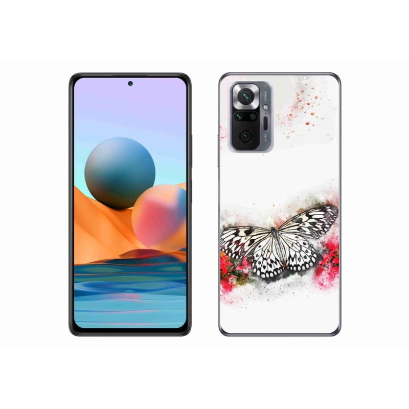 Gél borítás mmCase a Xiaomi Redmi Note 10 Pro-hoz - fekete és fehér pillangó