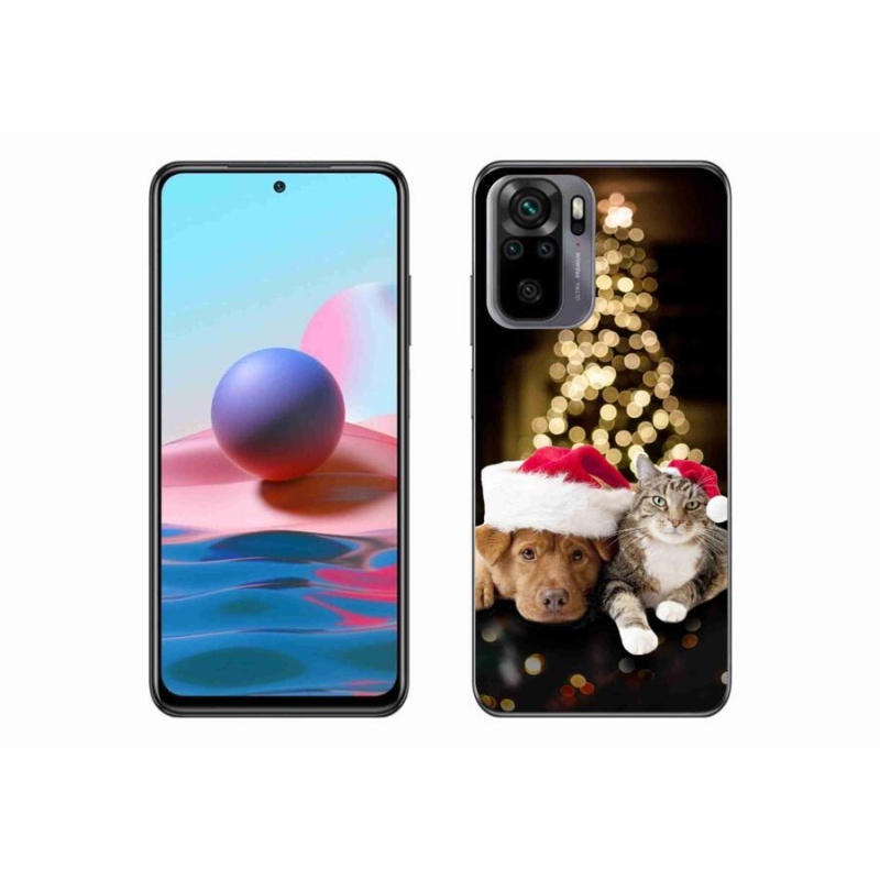 Gél borító mmCase a Xiaomi Redmi Note 10S-hez - Karácsonyi kutya és macska