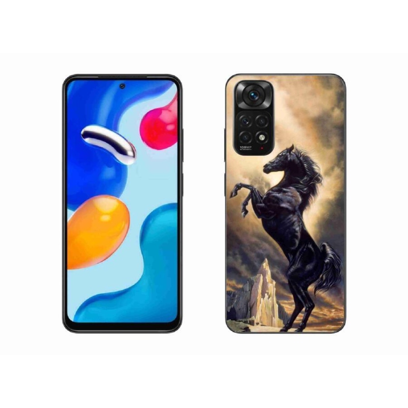 Gél borítás mmCase a Xiaomi Redmi Note 11 4G-hez - fekete rajzfilm ló