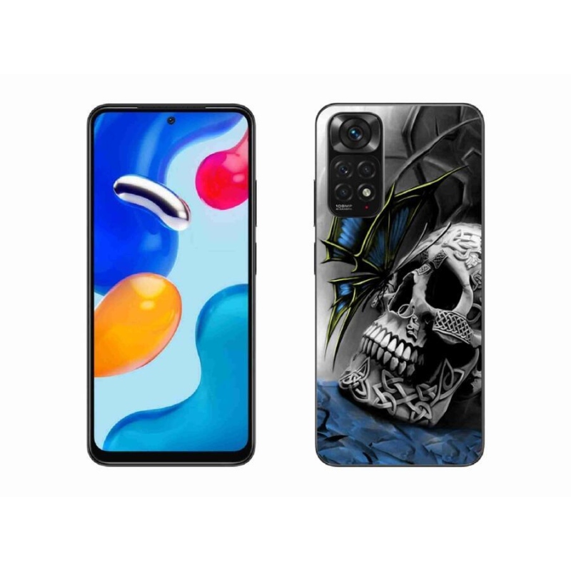 Gél borítás mmCase a Xiaomi Redmi Note 11 4G-hez - pillangó és koponya