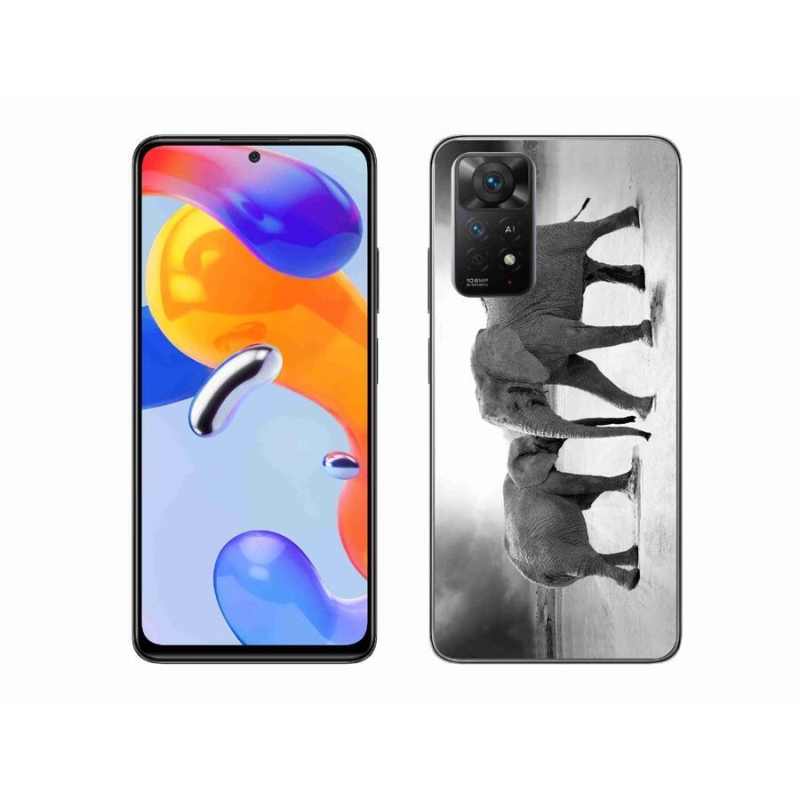 Gél borítás mmCase a Xiaomi Redmi Note 11 Pro 4G/5G számára - fekete és fehér elefántok