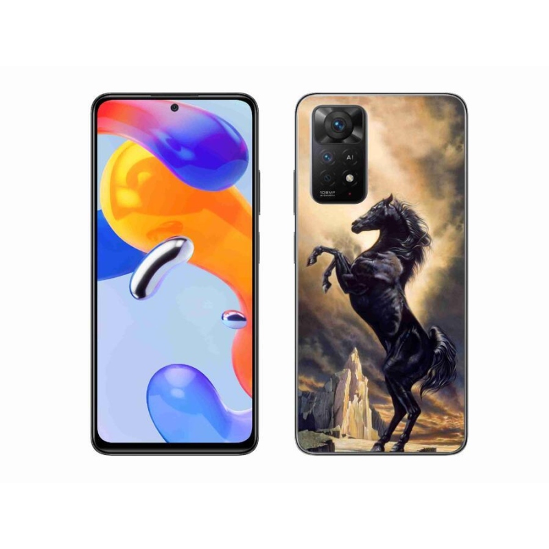 Gél borítás mmCase a Xiaomi Redmi Note 11 Pro 4G/5G számára - fekete rajzfilm ló