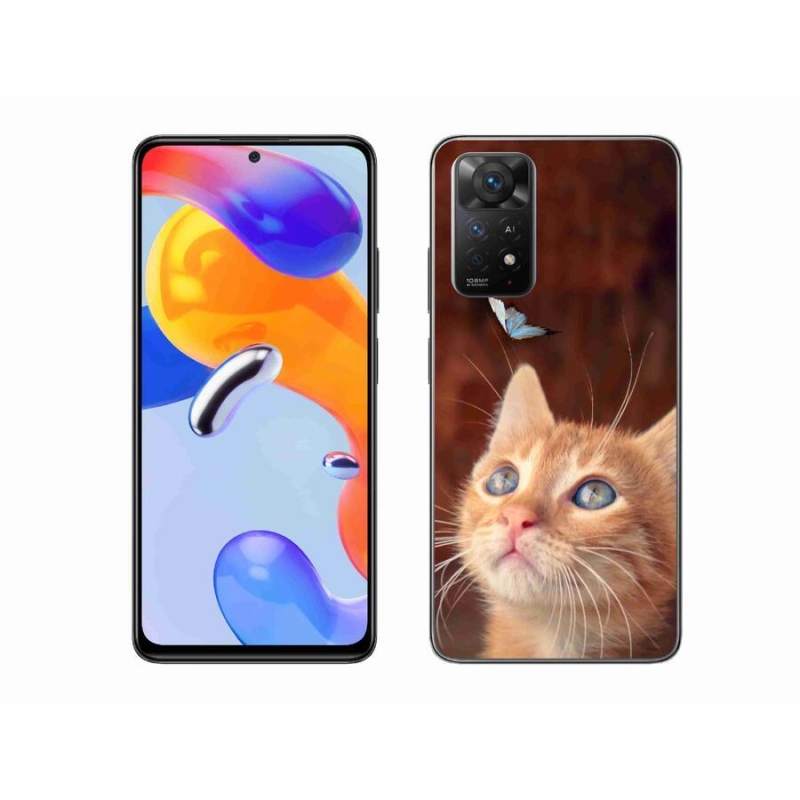 Gél borítás mmCase a Xiaomi Redmi Note 11 Pro 4G/5G számára - pillangó és cica