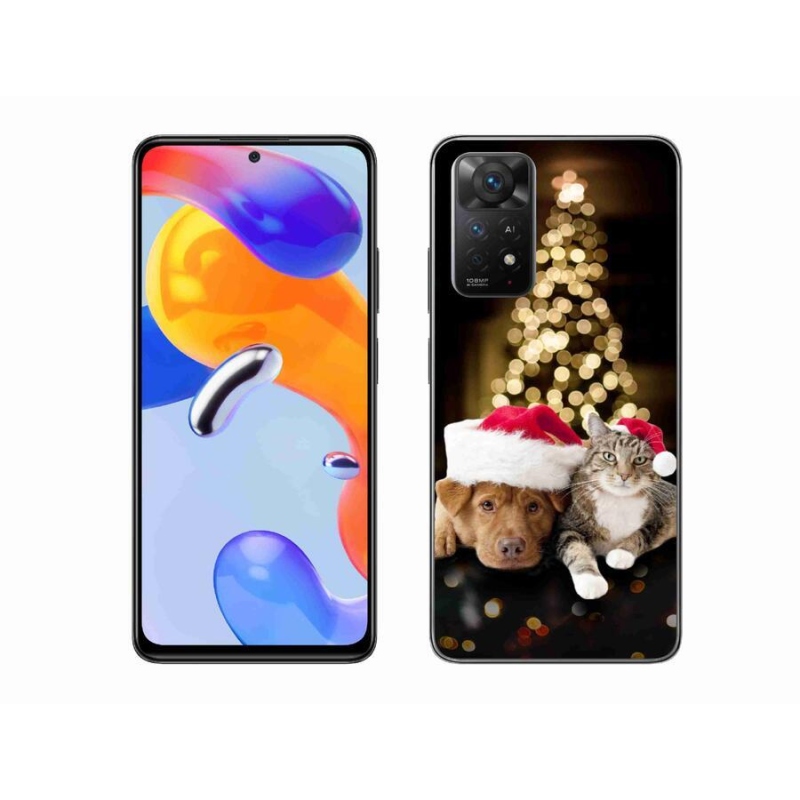 Gél borítás mmCase a Xiaomi Redmi Note 11 Pro 4G/5G - Karácsonyi kutya és macska