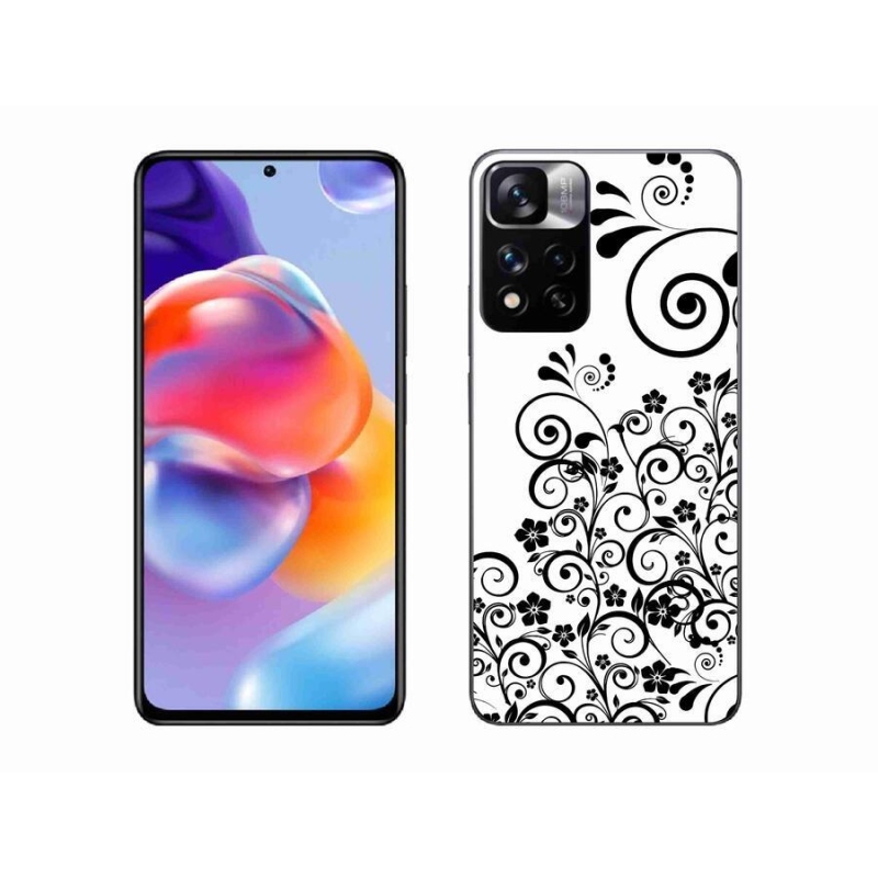 Gél borítás mmCase a Xiaomi Redmi Note 11 Pro+ 5G-hez - fekete és fehér virágminták