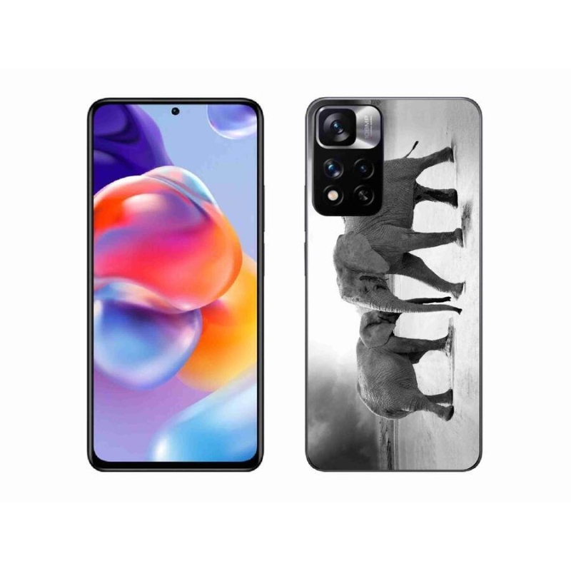 Gél borítás mmCase a Xiaomi Redmi Note 11 Pro+ 5G számára - fekete és fehér elefántok