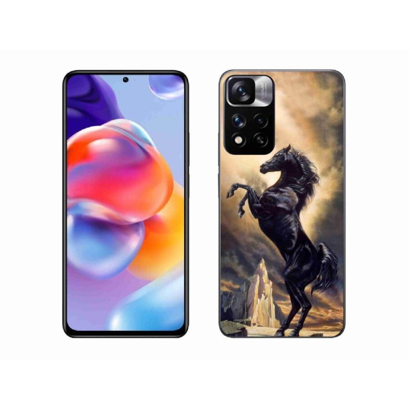 Gél borítás mmCase a Xiaomi Redmi Note 11 Pro+ 5G - fekete rajzfilm lóhoz