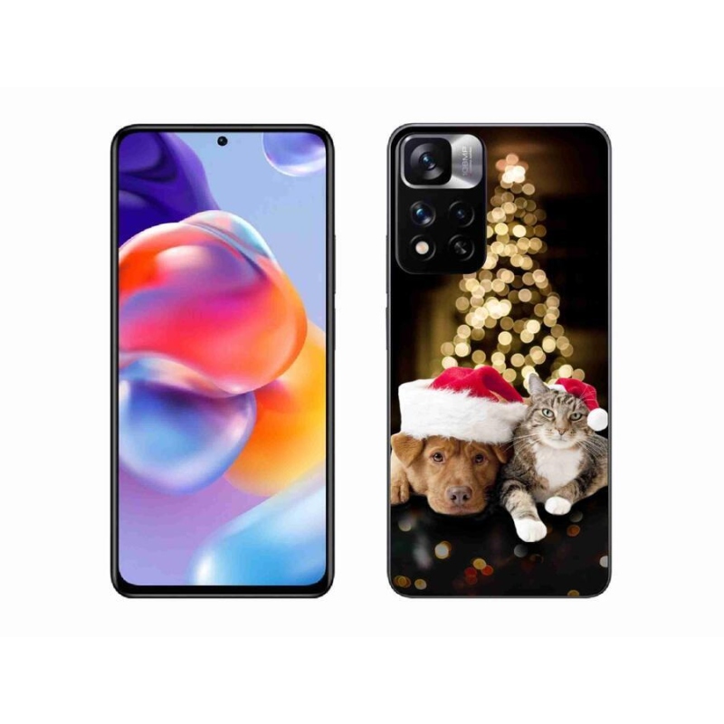 Gél borító mmCase a Xiaomi Redmi Note 11 Pro+ 5G - Karácsonyi kutya és macska számára