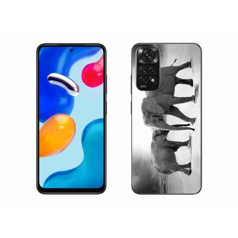 Gél borítás mmCase a Xiaomi Redmi Note 11S 4G-hez - fekete és fehér elefántok
