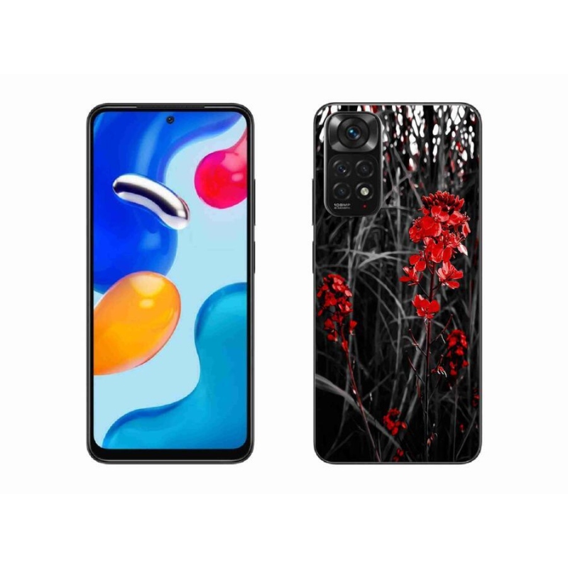 Gél borítás mmCase a Xiaomi Redmi Note 11S 4G - piros növényhez