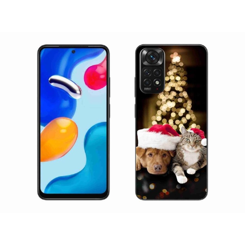 Gél borító mmCase a Xiaomi Redmi Note 11S 4G-hez - Karácsonyi kutya és macska