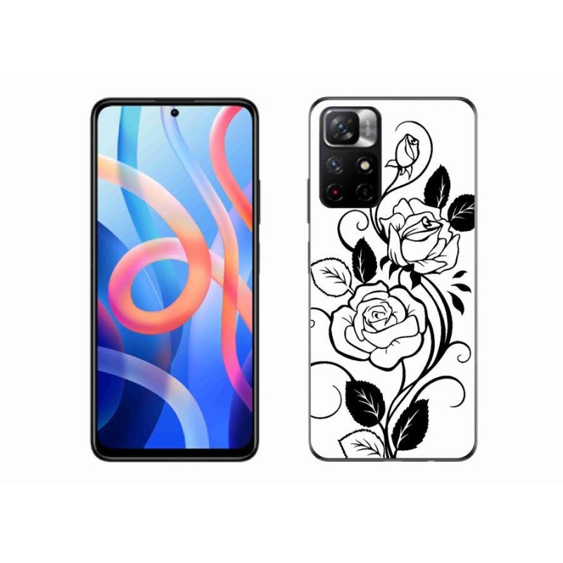 Gél borítás mmCase a Xiaomi Redmi Note 11S 5G számára - fekete és fehér rózsa