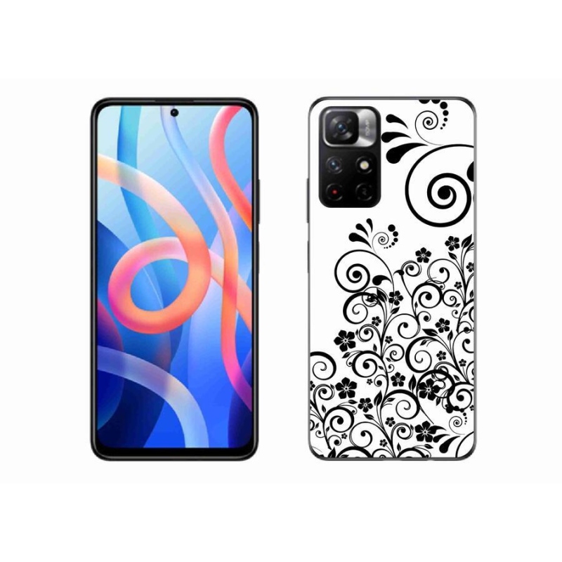 Gél borítás mmCase a Xiaomi Redmi Note 11S 5G-hez - fekete és fehér virágminták