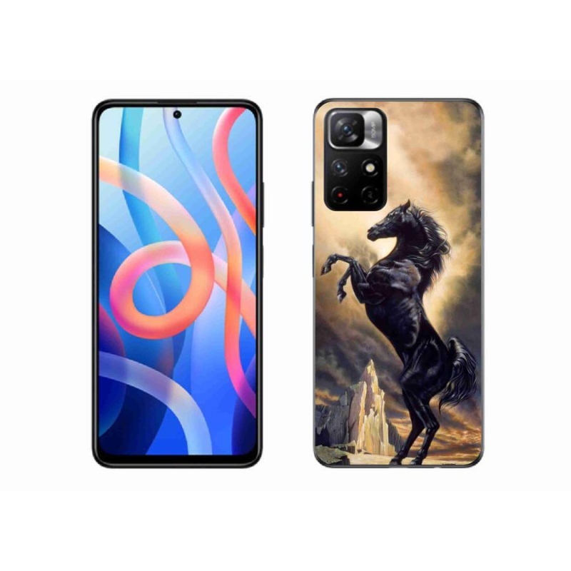 Gél borítás mmCase a Xiaomi Redmi Note 11S 5G-hez - fekete rajzfilm ló